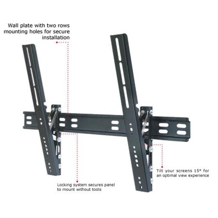 Tygerclaw TygerClaw LCD3036BLK TygerClaw 32 in. - 63 in. Ultra Slim Tilt Wall Mount - Black LCD3036BLK
